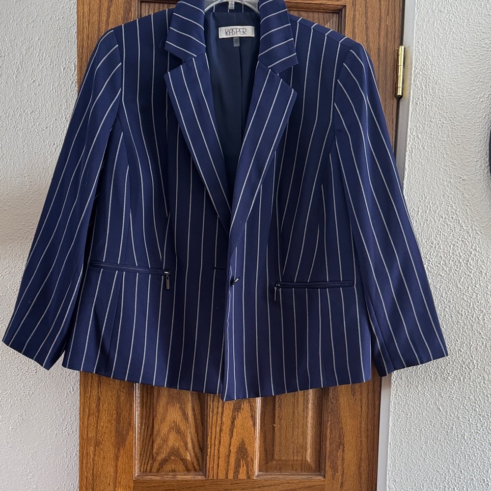 Worthington Navy and White Striped Blazer